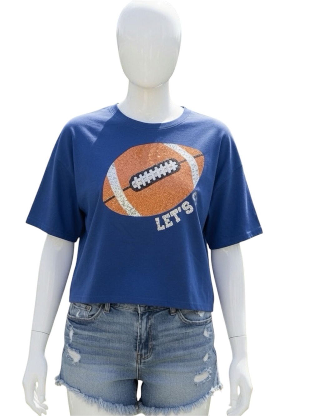 PEACH LOVE CALIFORNIA sequin football crop tee S M L